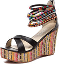 Womens Wedge Sandals With Pearls - Platform Heels 4in