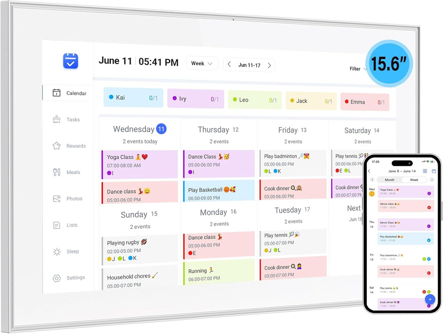 Akimart 15.6 Inch Wall Planner Digital Calendar for Family Schedules