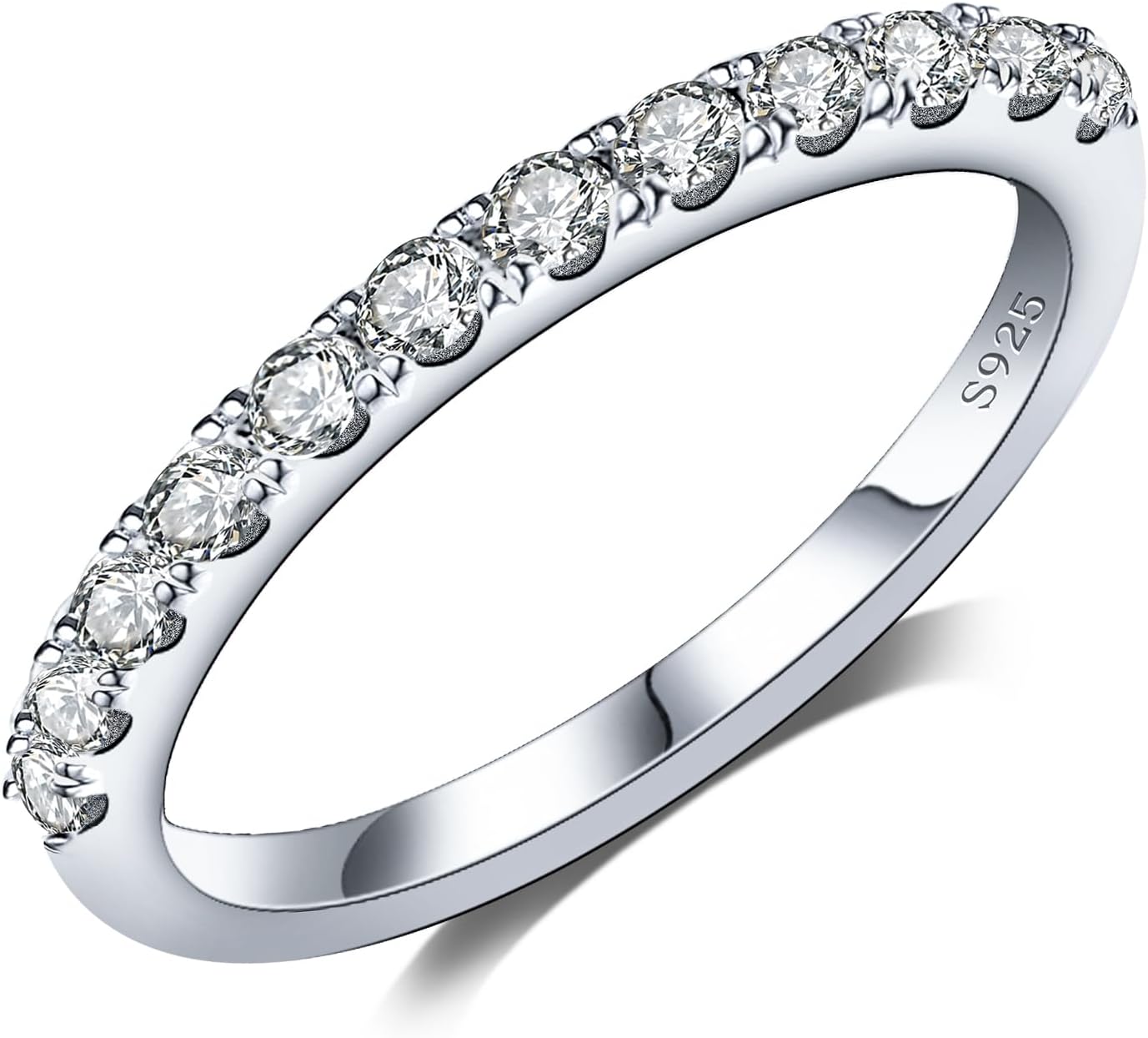 Moissanite Wedding Bands in 925 Sterling Silver for Women