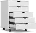 OLIXIS 5 Drawer Mobile File Cabinet Under Desk Storage - Quiet