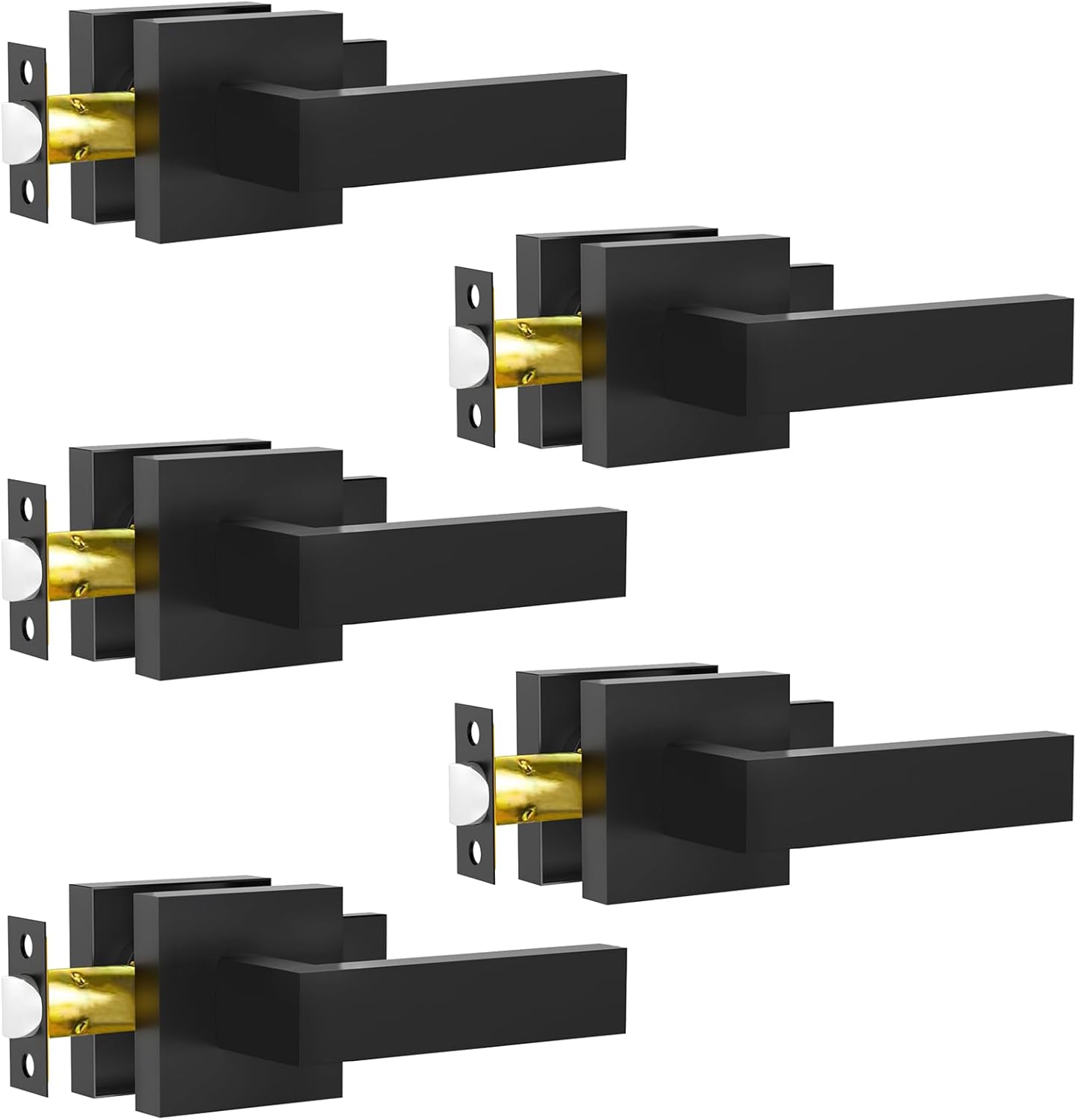 Passage Door Lever 5 Pack Matte Black Interior Door Handles