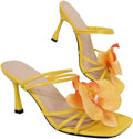 MakeMeChic Women's Open Toe Floral Kitten Heels - Summer Beach Sandals