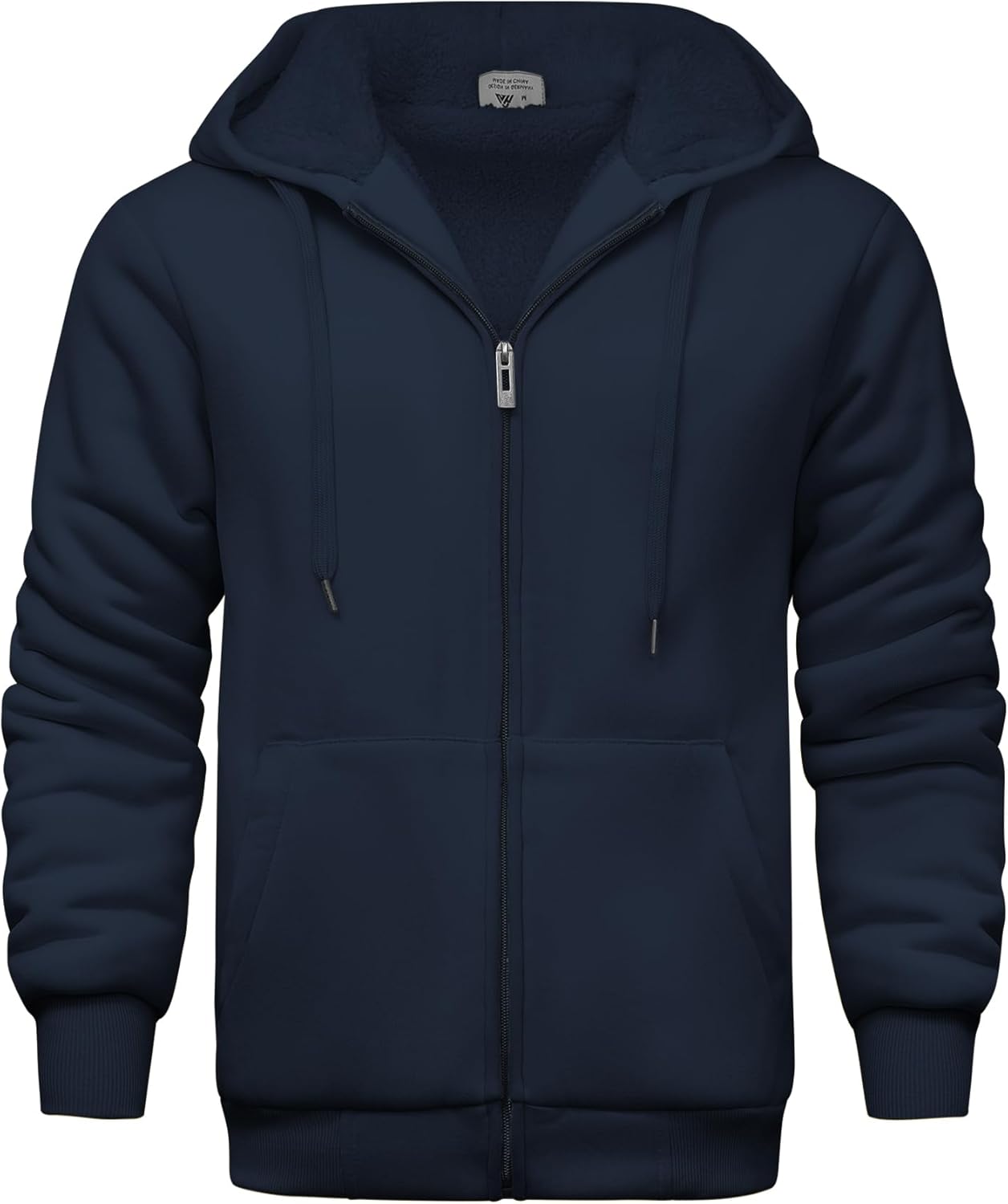 V VALANCH Men Hoodies Zip Up Sherpa Lined Sweatshirts Warm Fleece
