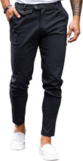 Mens Chinos Slim Fit Pants Flat Front Stretch Skinny Tapered - Slim