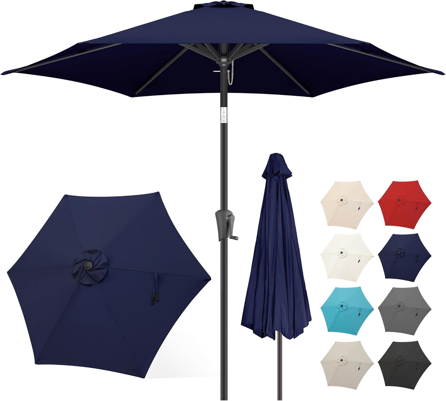 7.5ft Patio Umbrella with Push Button Tilt for UV Protection