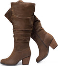 Extra Wide Calf Knee High Boots - Wide Width Slouchy Low Heel