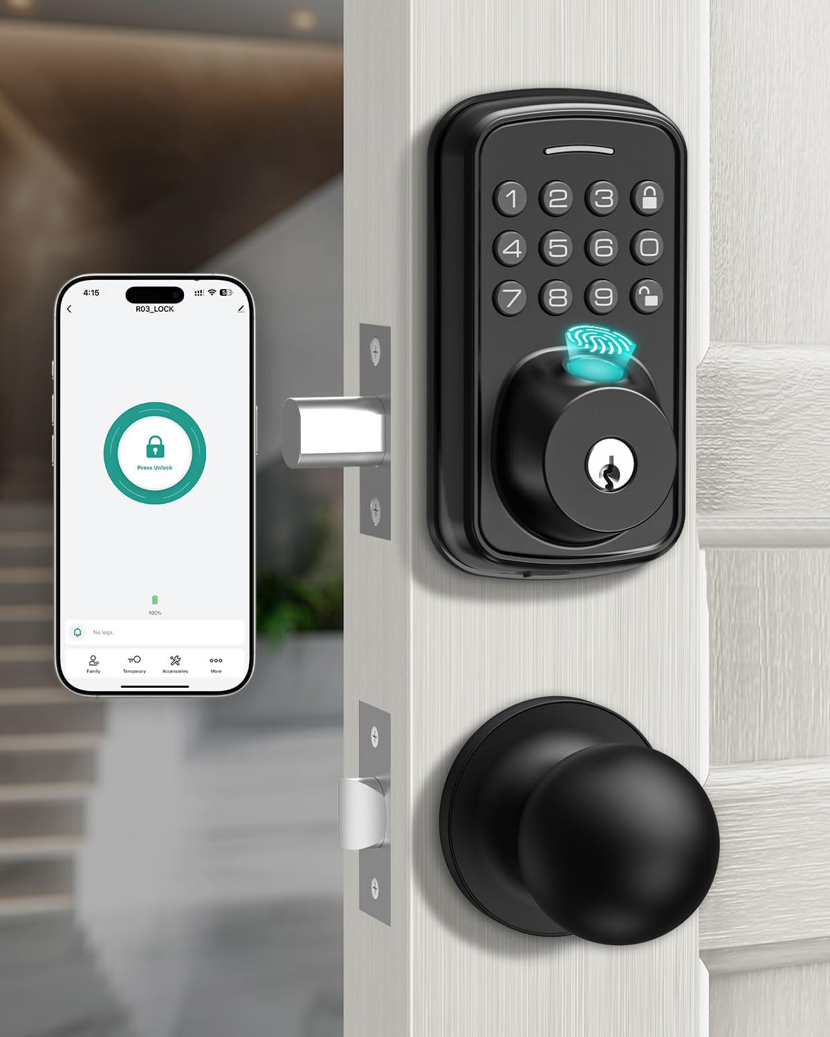 Keyless Entry Door Lock with Handle Set for Smart Security