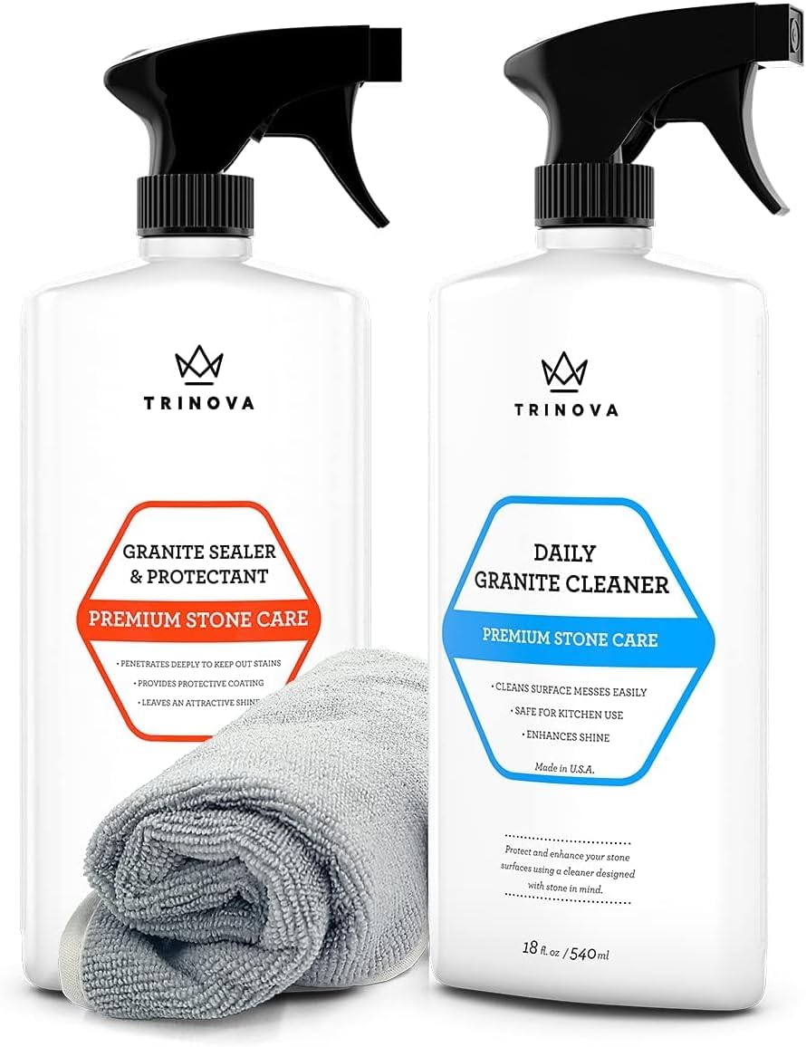 TriNova Granite Cleaner and Sealer Bundle for Stone Care