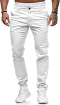HUNGSON Mens Chinos Dress Pants Slim Straight Fit - Comfortable Travel