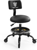 Rolling Shop Stool with Wheels and Backrest - Durable Mechanic Seat