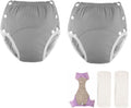 Unisex Reusable Cloth Diaper Pants - Adjustable Cotton Pocket (Gray L)