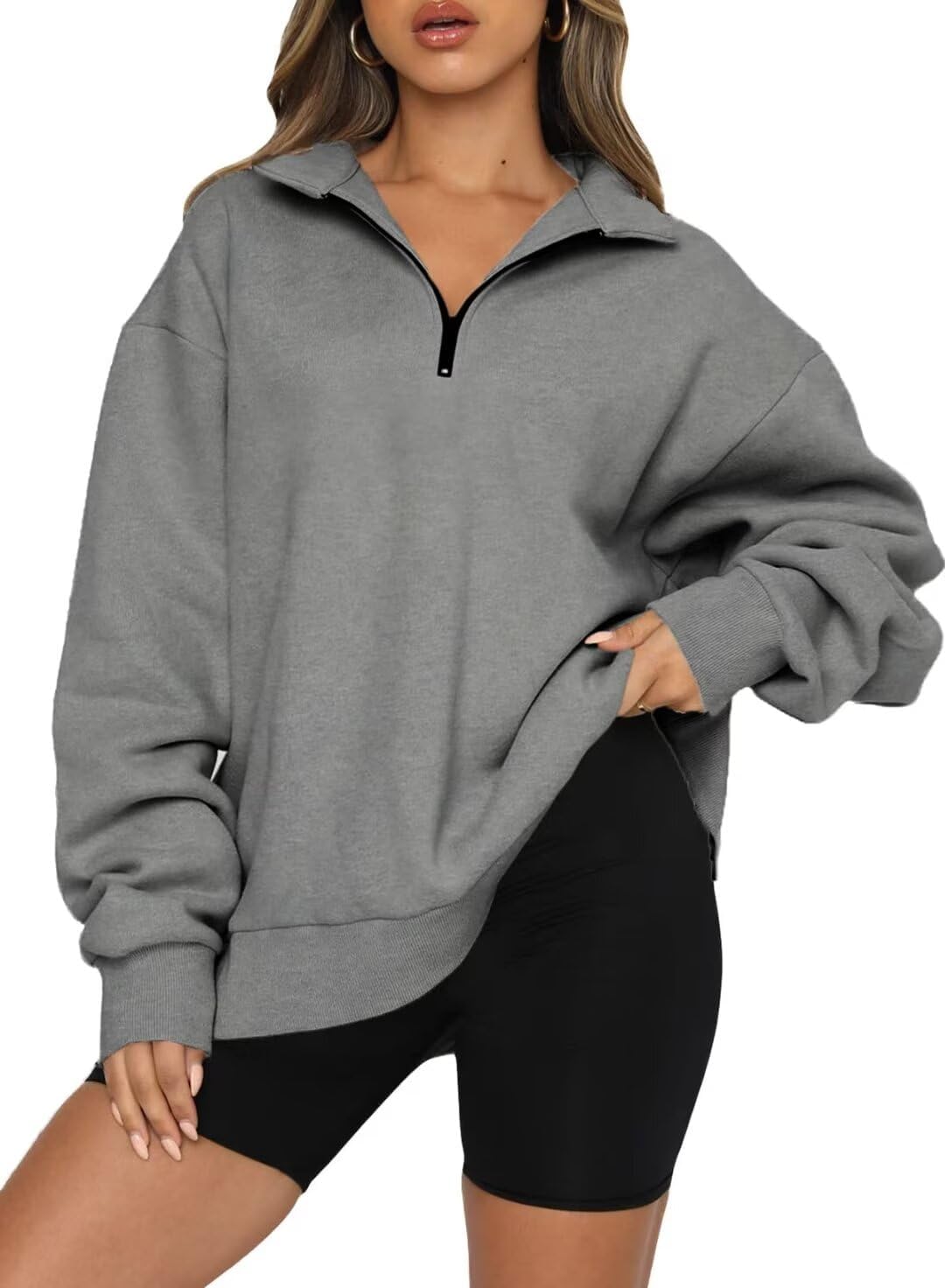 BLENCOT Women's Half Zip Quilted Sweatshirt for Fall Fashion