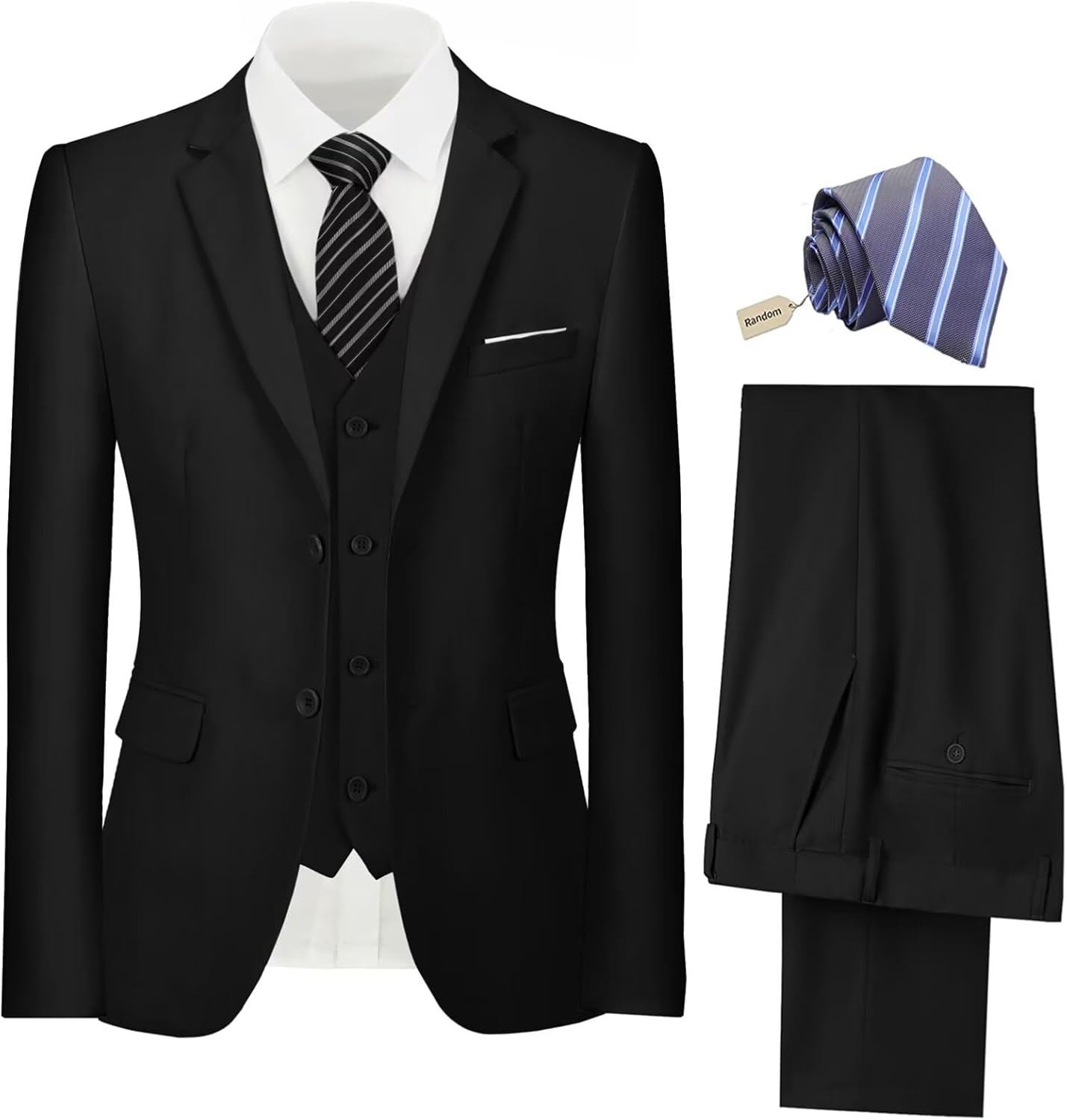 Mens Suit 3 Piece Set Slim Fit Wedding Groomsmen Suit for Men