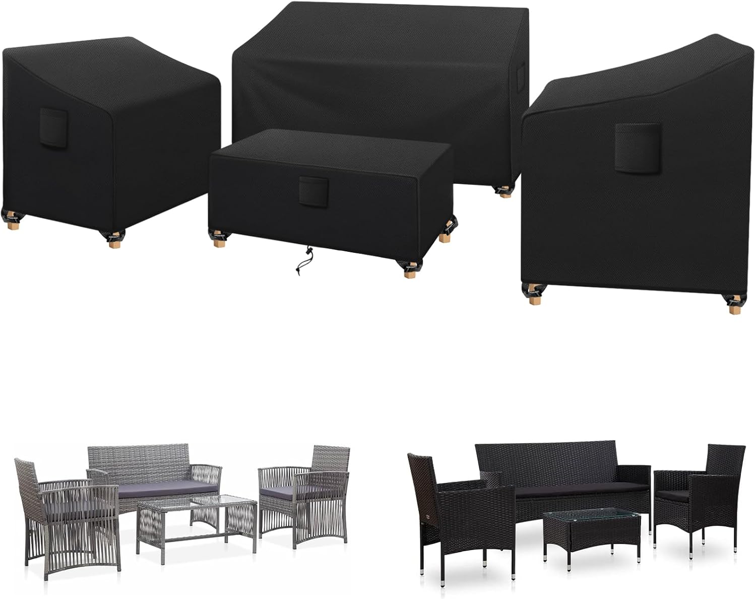 SIRUITON Patio Furniture Covers 4 Piece Set for Outdoor Use