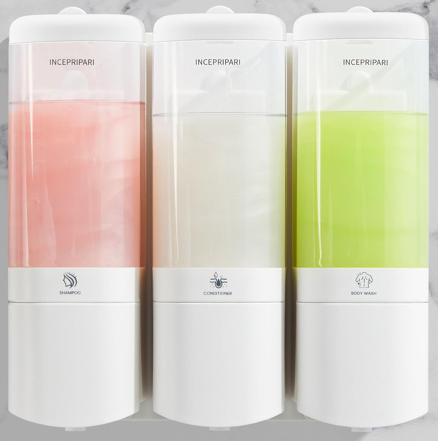 3-Chamber Shower Soap & Shampoo Dispenser, Wall Mounted, No Drill - Easy Organization!
