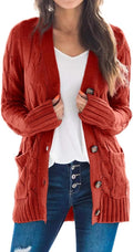 Goranbon Women's Cable Knit Cardigan - Soft Layering Staple Cardigans