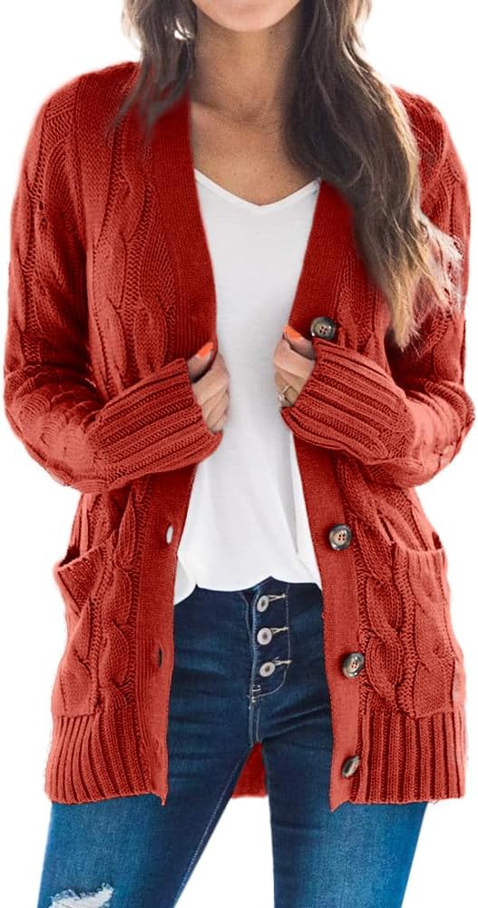 Goranbon Women's Cable Knit Cardigan for Stylish Layering