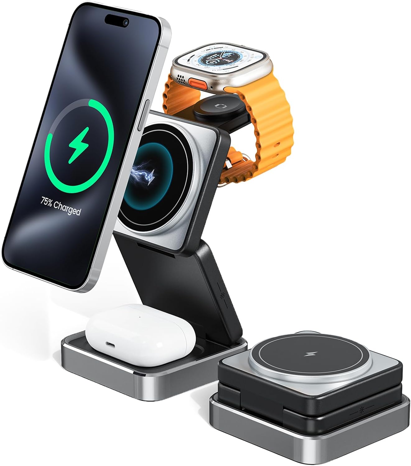 3-in-1 Wireless Charger for iPhone and Apple Watch with Night Light