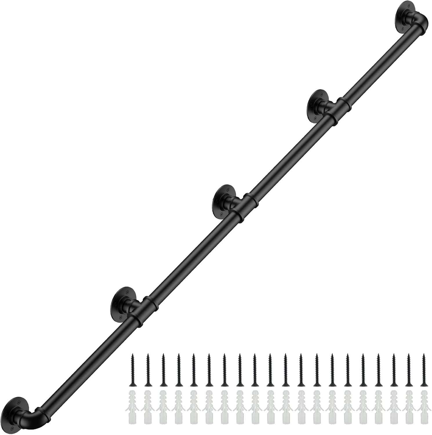 13FT Industrial Stair Railing Wall Mount Handrail for Steps