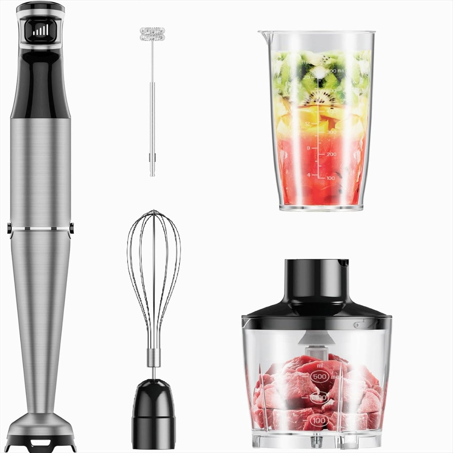 5-IN-1 Stainless Steel Hand Blender - 800W Power!