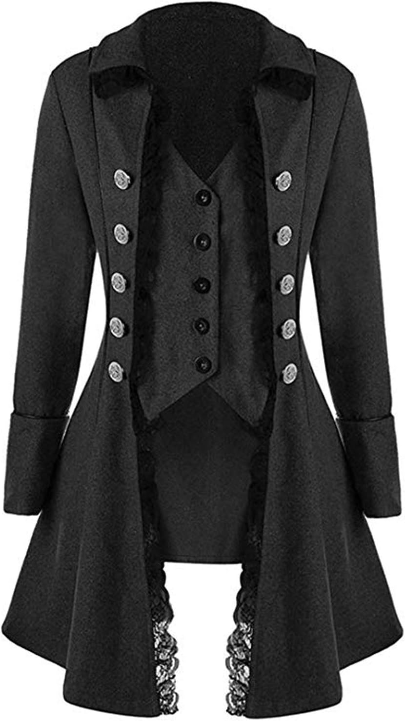 VNVNE Women's Gothic Steampunk Corset Halloween Costume Coat