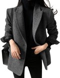 Womens Fall Winter Wool Blend Casual Business Blazer Jacket - Dressy