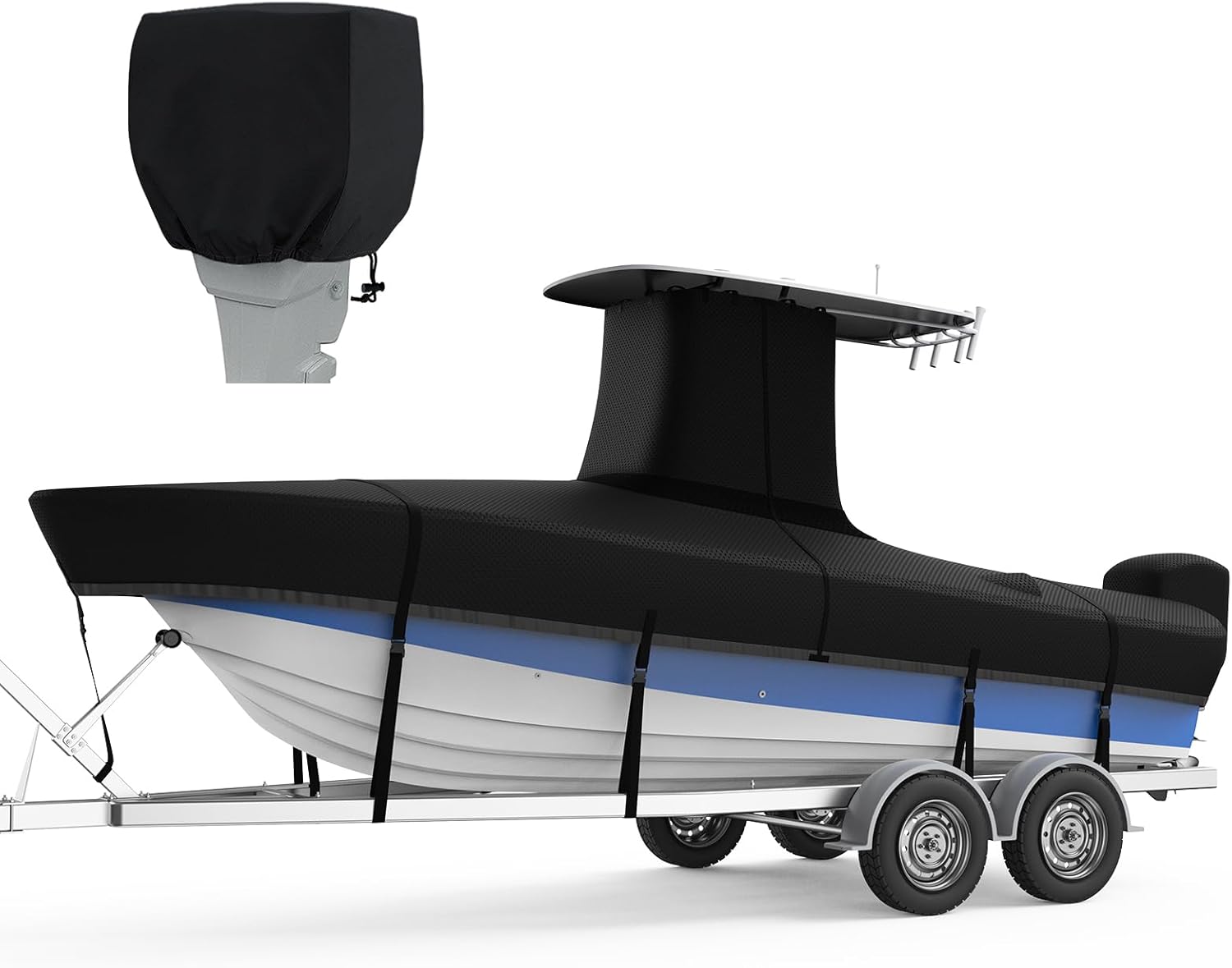 RVMasking 1200D T-Top Boat Cover - Heavy Duty Waterproof Protection
