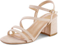 Women's Strappy Low Chunky Block Heel Sandals - Comfortable Dress arch