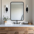 Black Bathroom Mirror 22x30 in Rounded Rectangle - Matte Black
