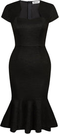 GRACE KARIN Womens Elegant Cap Sleeve Fishtail Tweed Cocktail Dress on