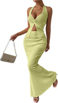 SOLY HUX Women's Two Piece Outfits Halter Twist Front Skirt Set