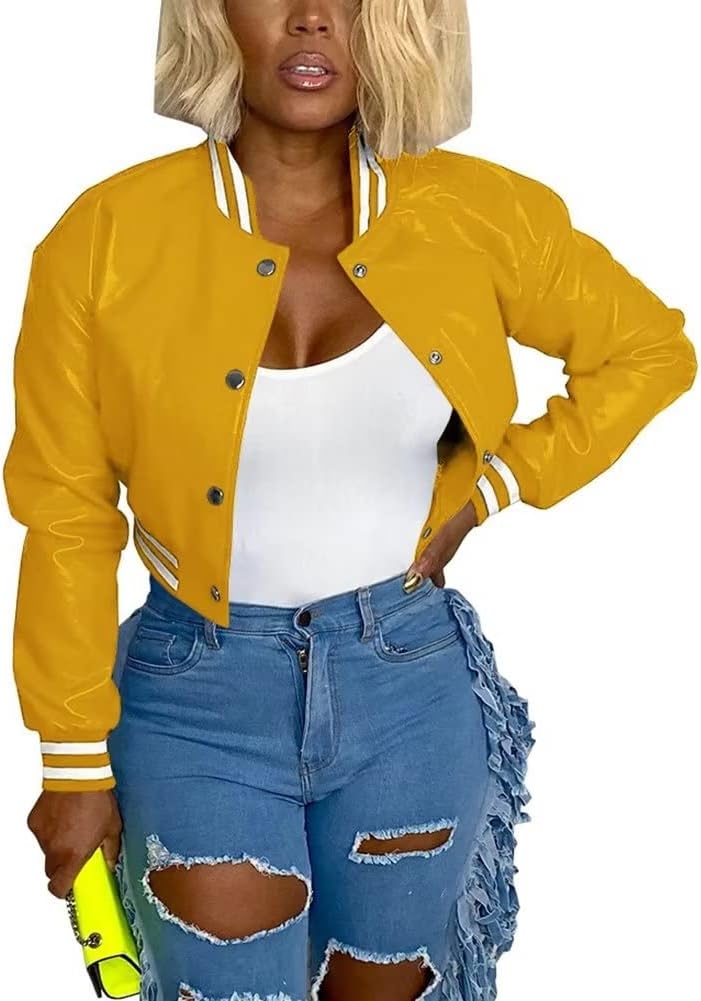 Mintsnow Womens Varsity Jacket Long Sleeve Casual Bomber Style