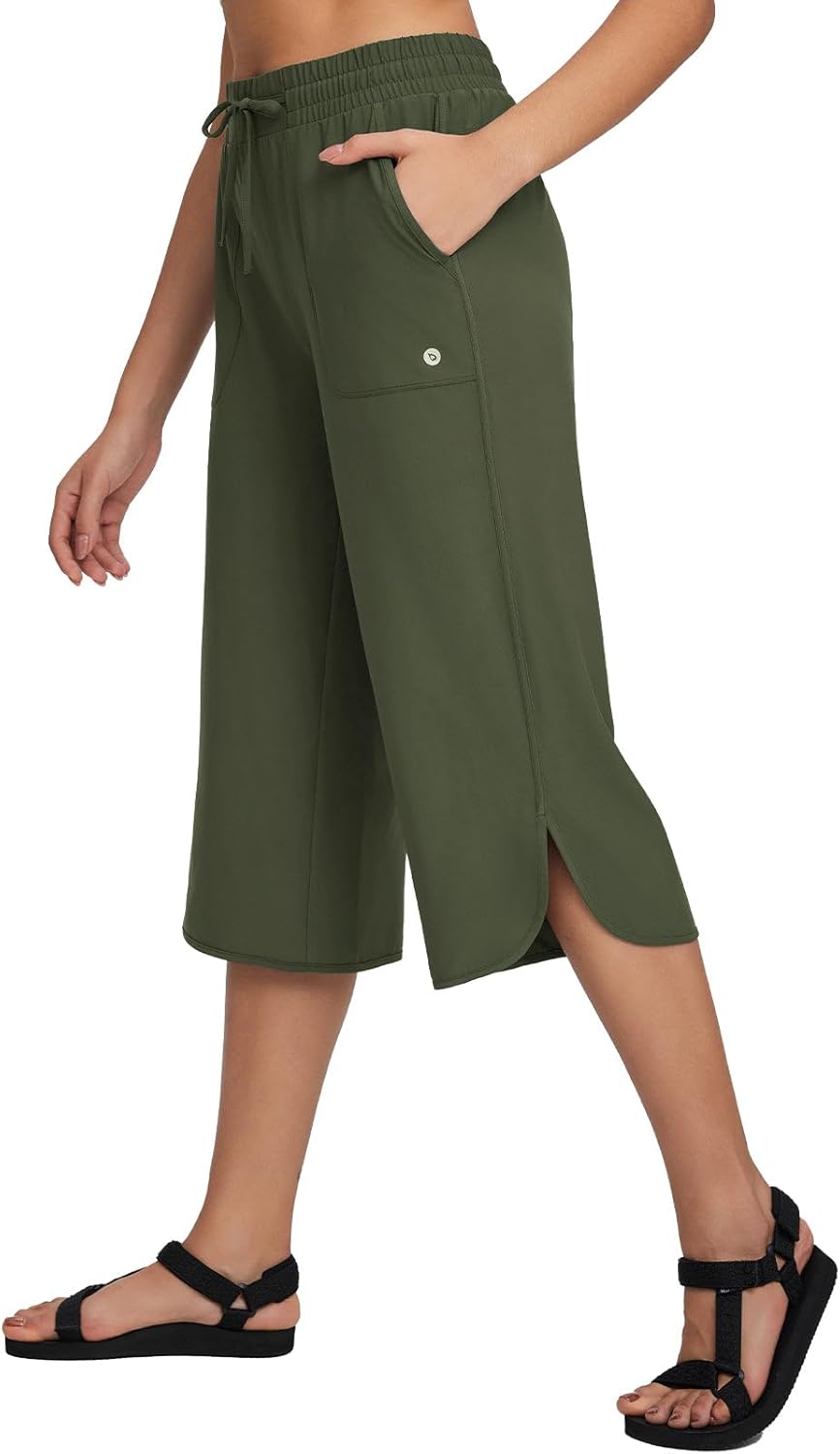 baleaf Women's Capri Pants Wide Leg Plus Size Quick Dry