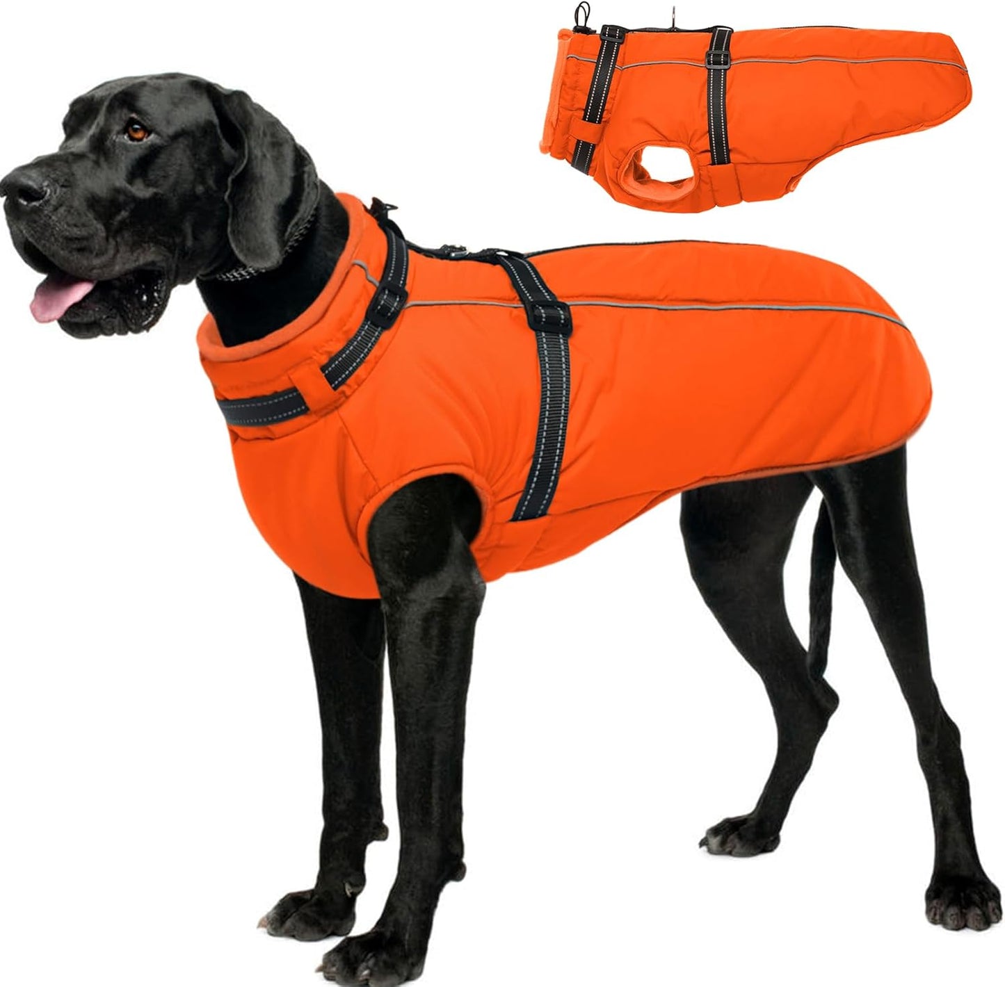 Lelepet Dog Winter Coat Waterproof Jacket with Built-in Harness