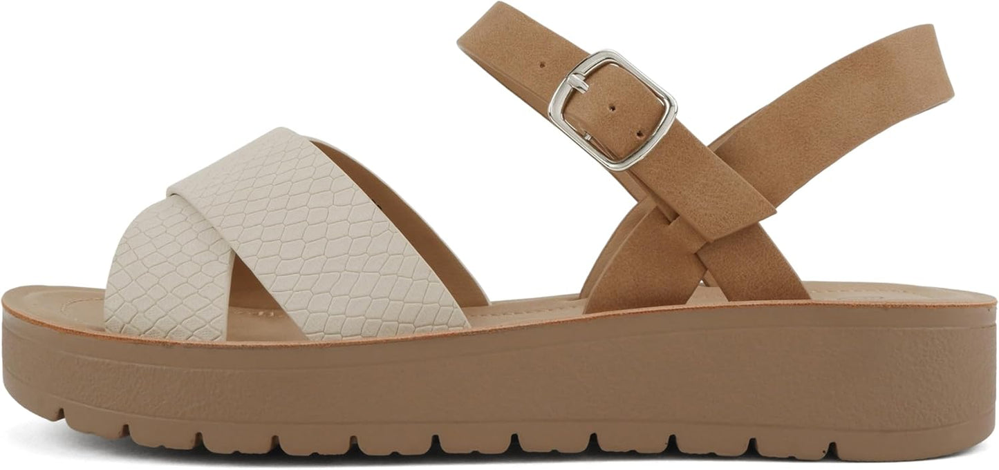 Soda Chester Women Flat Sandals with Criss Cross Straps