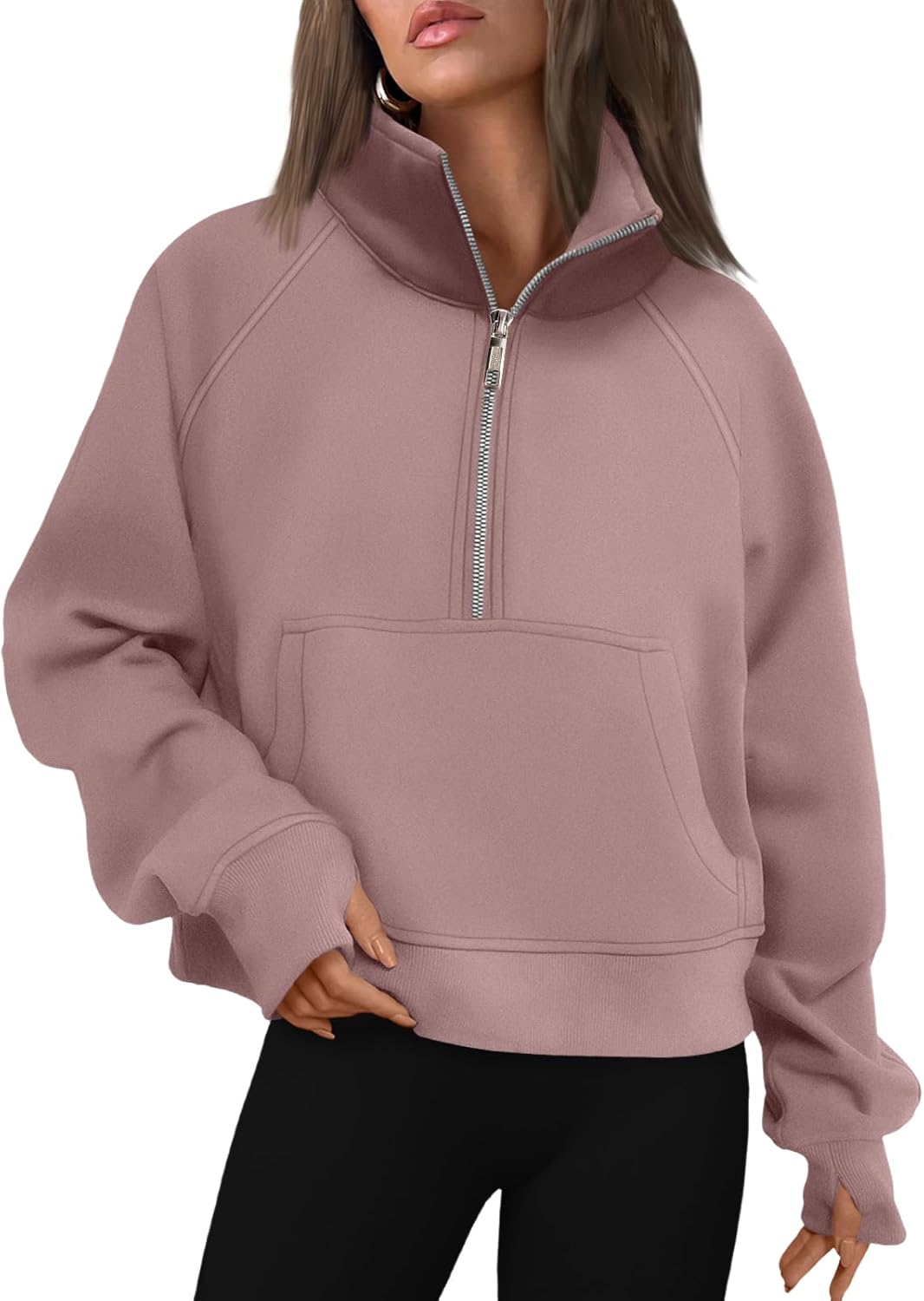 AUTOMET Womens Sweatshirts Half Zip Cropped Pullover for Fall