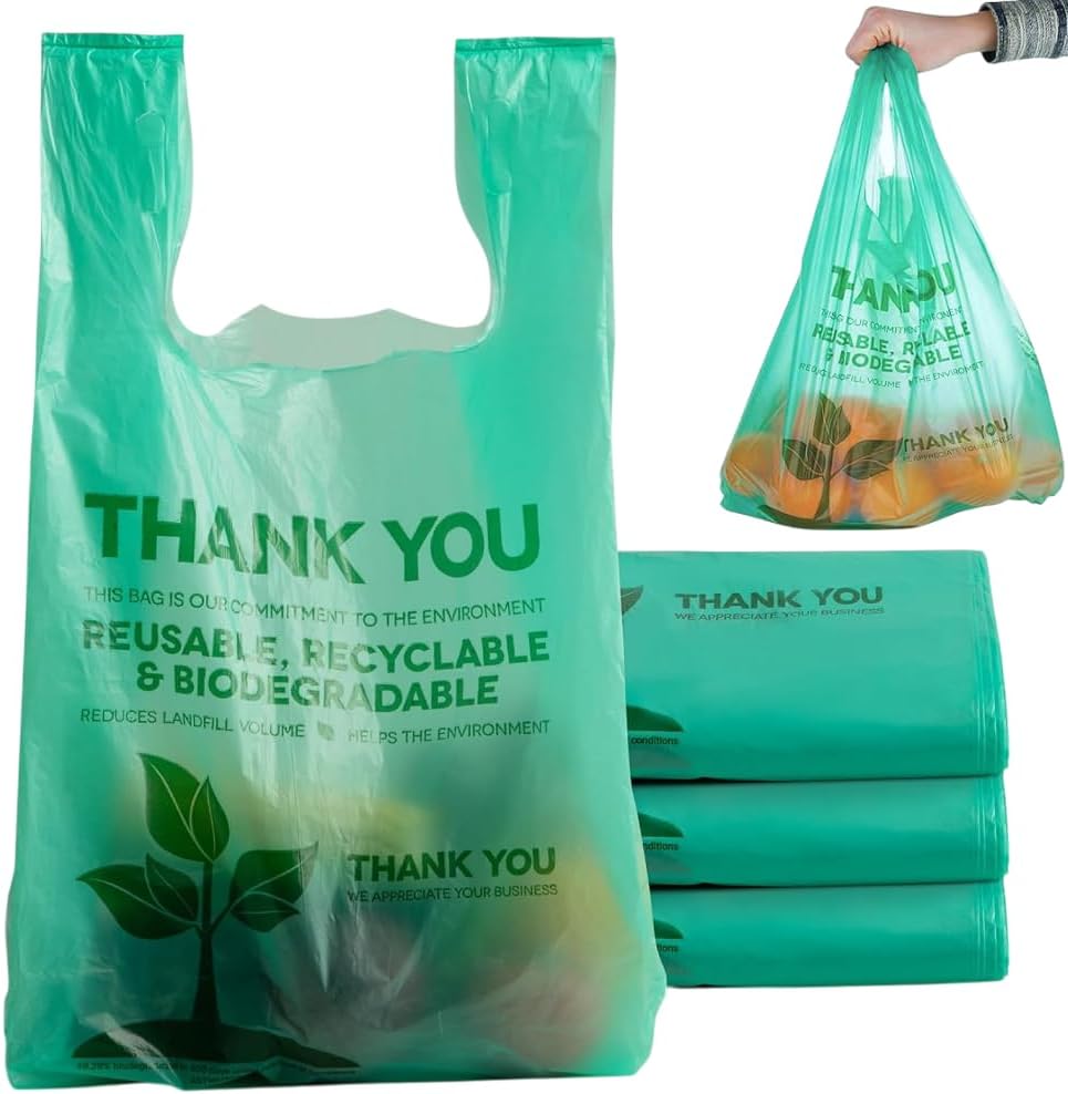 Biodegradable Green Thank You Bags for Eco-Friendly Businesses