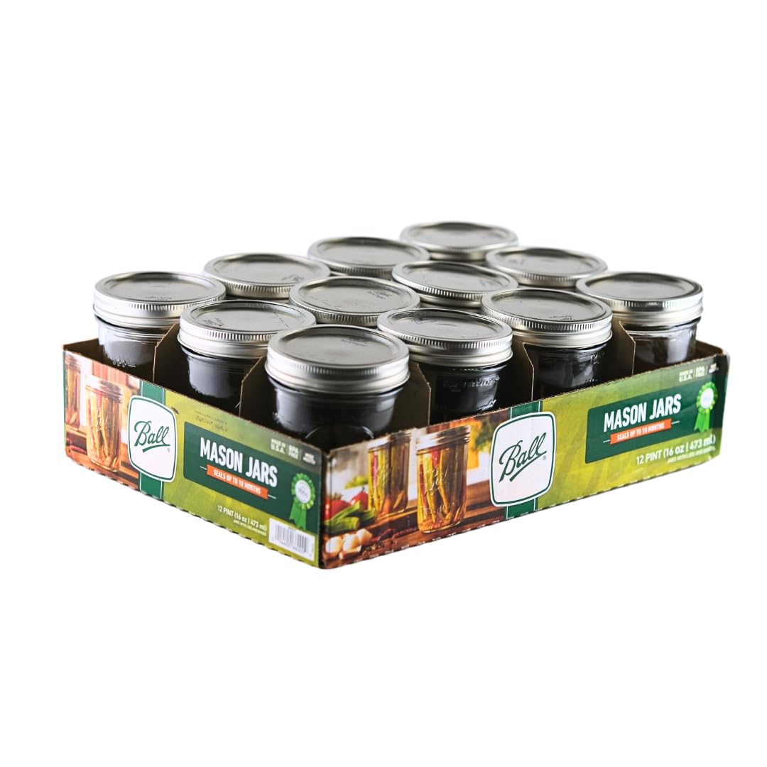16oz Wide Mouth Jars for Food Storage - Set of 12 Durable Jars
