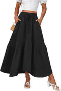 Zeagoo Long Skirt High Waist A Line Maxi Midi - Flowy Tiered Style