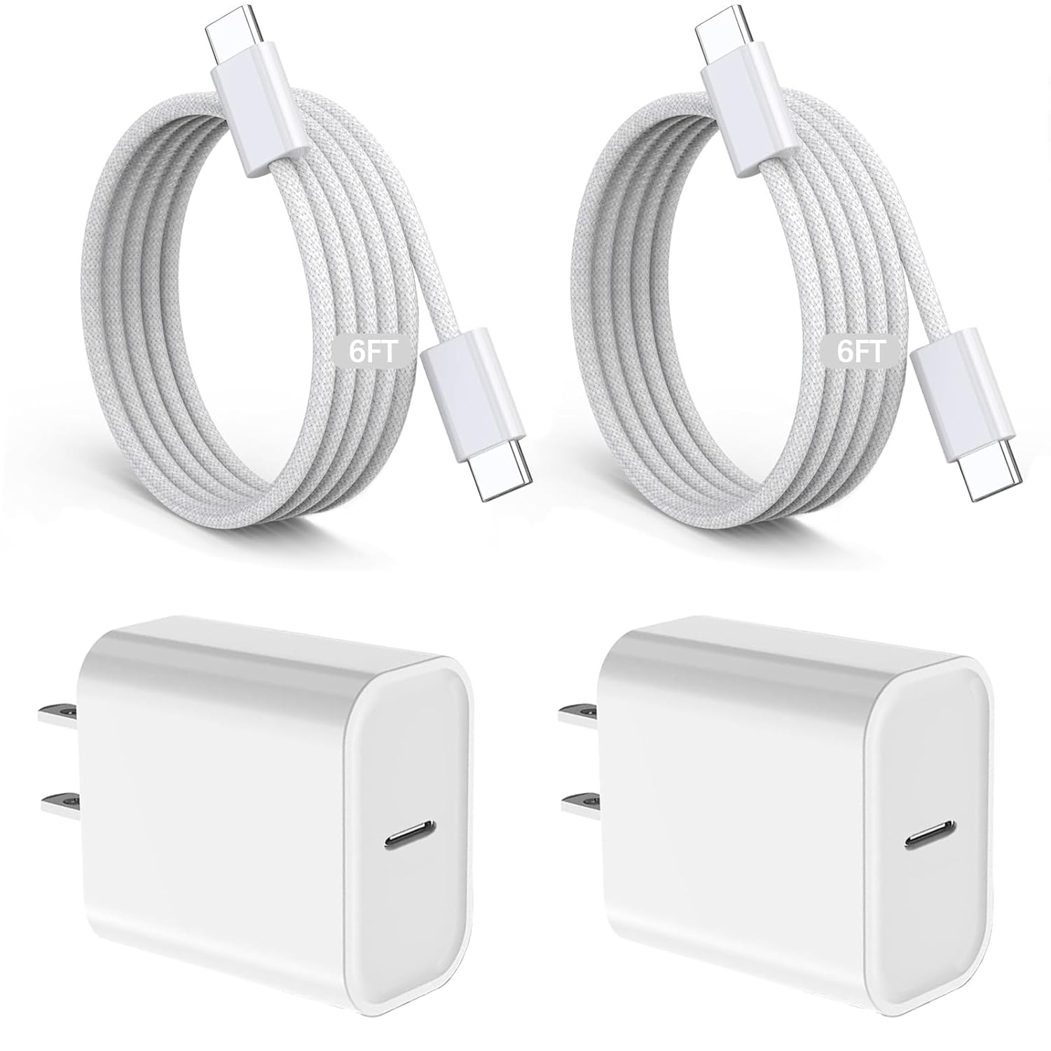 iPad Fast Charger 20W USB C Block with 6FT Woven Cable Pack