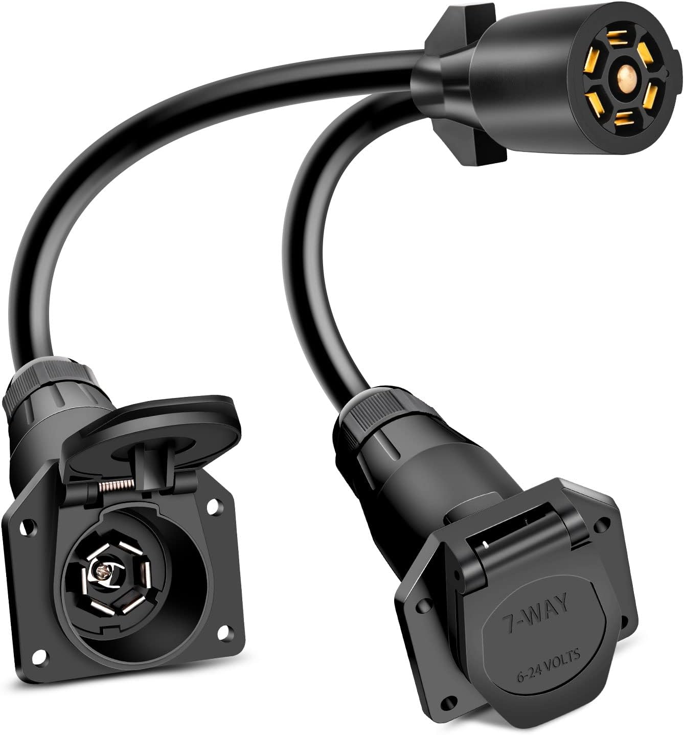 Nilight 7 Way Trailer Plug Y Pigtail Splitter for Dual Use
