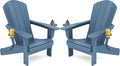 SERWALL Folding Adirondack Chair Set of 2 - Navy, Space-Saving Comfort
