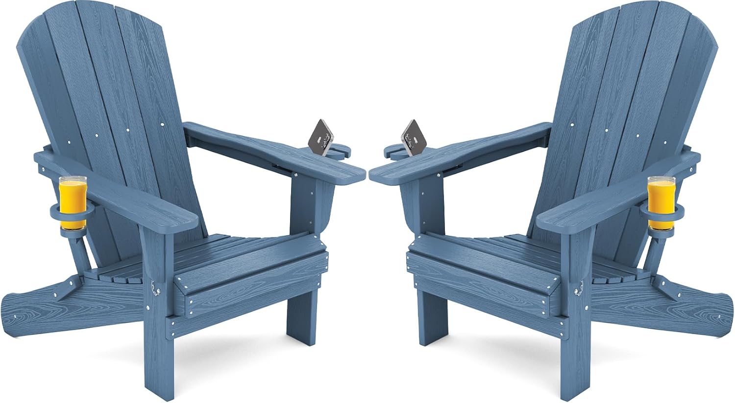 Folding Adirondack Chair Set of 2 - Durable HDPE Design