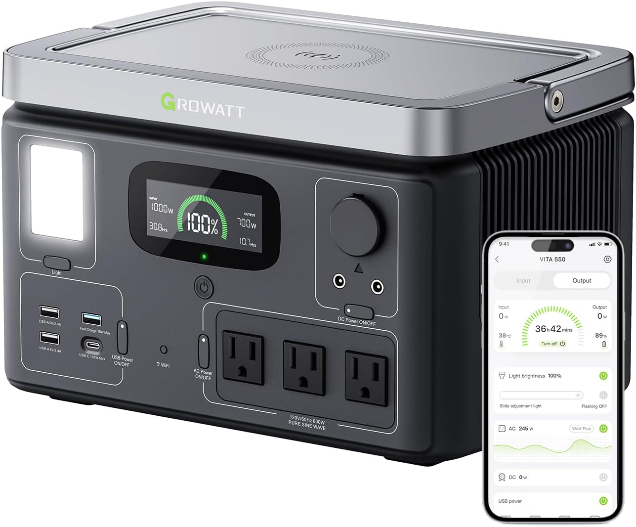 VITA550 Portable Power Station: Fast Charging 600W Output
