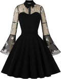 Women's Vintage Black Polka Dot 1950s Audrey Rockabilly Dress - Retro