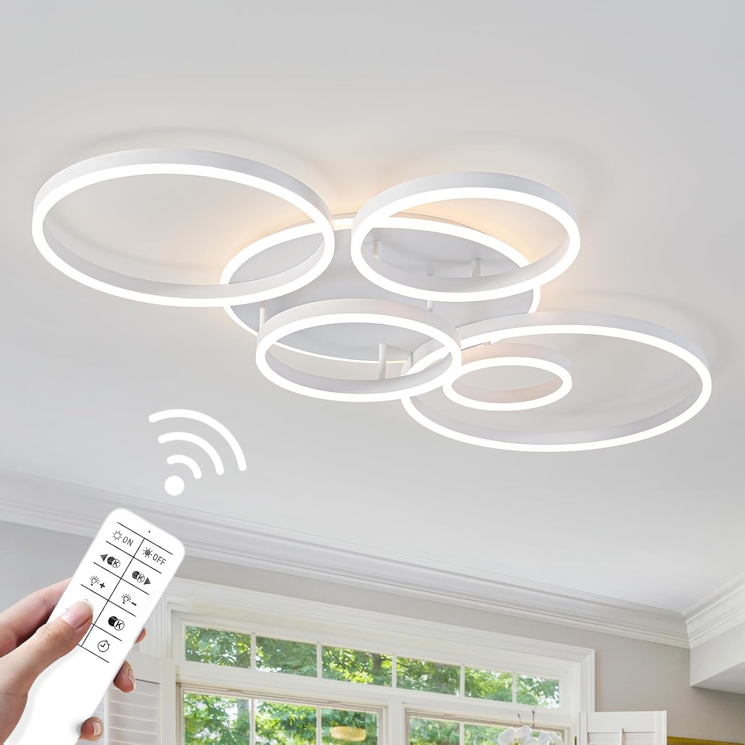 Modern LED Ceiling Light Flush Mount Dimmable 47in Fixture