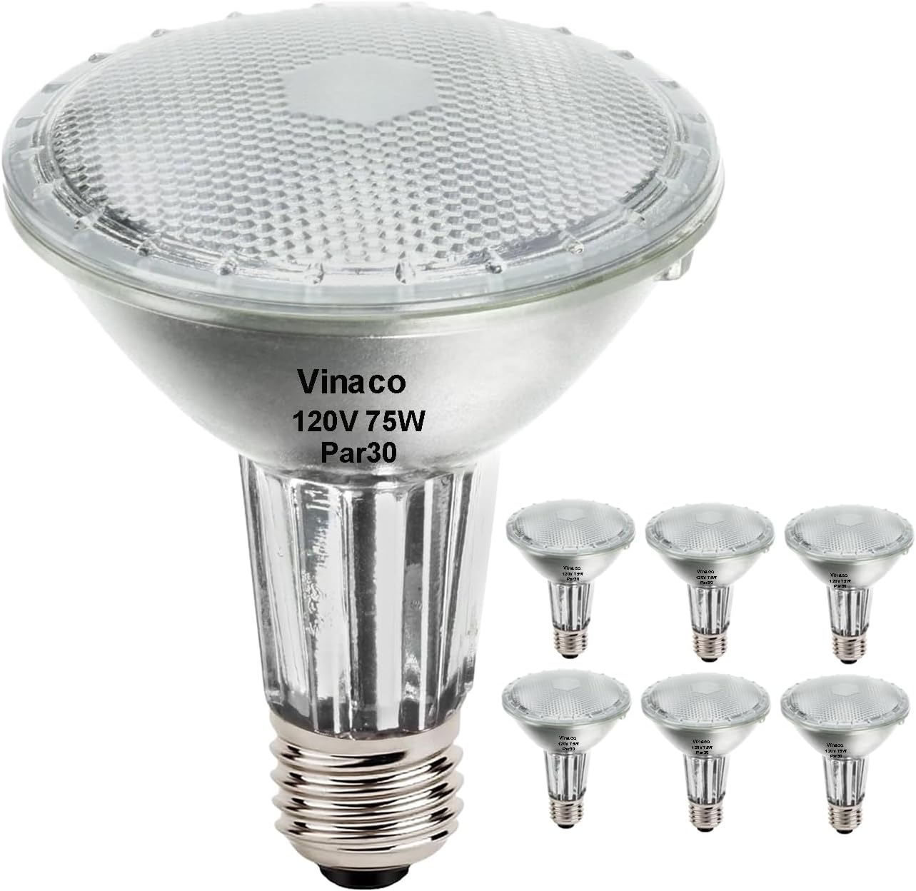 Vinaco PAR30 Long Neck 75W Halogen Flood Light Bulbs 6 Pack