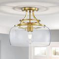 Brushed Gold Rustic Farmhouse Semi-flushmount Chandelier 11.8in
