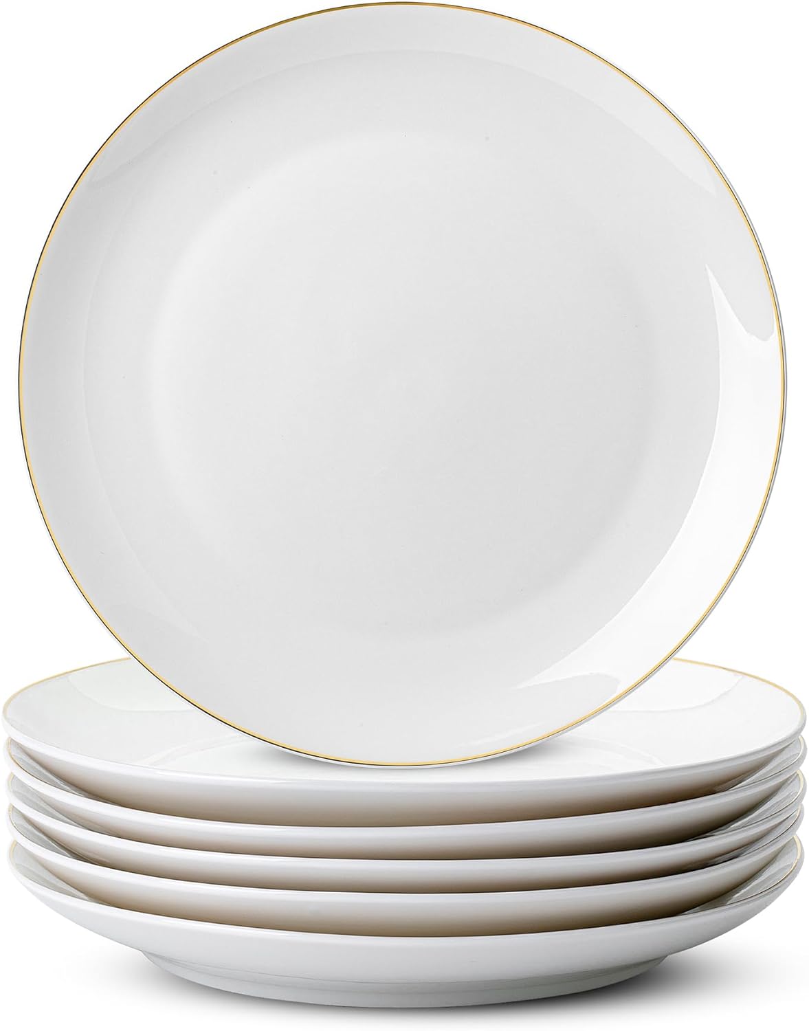Elegant BTaT White Porcelain Dinner Plates with Gold Rim Set