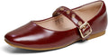Red Mary Jane Shoes Women Ballet Flats with Strap Buckle - Comfortable
